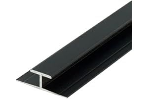 Outwater Aluminum H Channel Fits Material 1/4 to 9/32 Inch Black Aluminum Divider Moulding 46 Inch Length (Pack of 3)