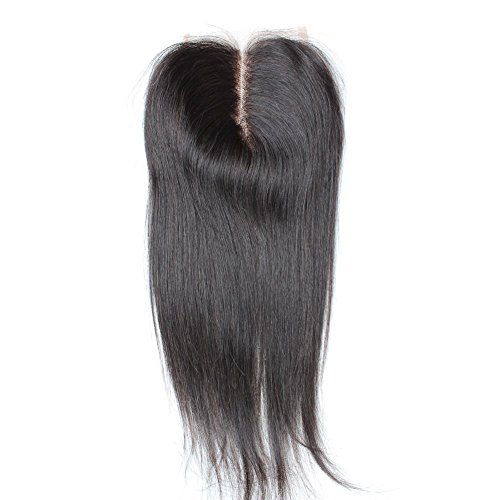 Wleec Beauty Brazilian Virgin Hair Straight Lace Closure, Bleached Knots Virgin Human Hair Middle Part 4