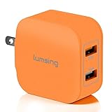 Lumsing Quick Charge 2 Port Wall Charger, 20W QC2.0 Dual USB Port Travel Charger for iPhone,Samsung Galaxy S5 S6 Edge Note 4 5, Google Nexus 6, Sony Xperia Z3 Z4 Tablet-Orange