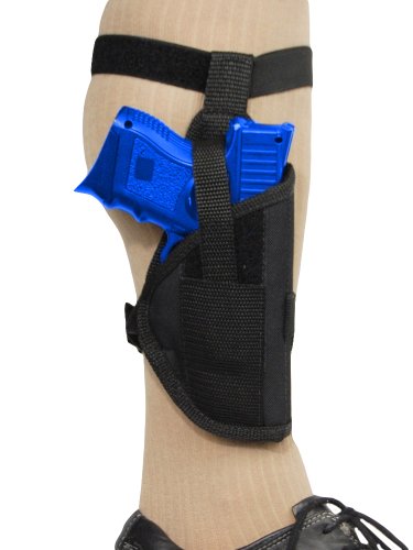 New Barsony Black Nylon Ankle Holster for Compact, Sub-Compact 9mm 40 45