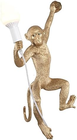 SEEKSUNG Wall Wash Lights, Animal Monkey Resin Wall Lamp, Solid Thickening Process, Restaurant Decoration Lamp, E27 Screw Mouth, Monkey Width 37cm, Height 76.5cm, Gold