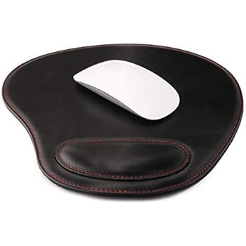 Londo Leather Oval Mouse Pad with Wrist Rest (Black)