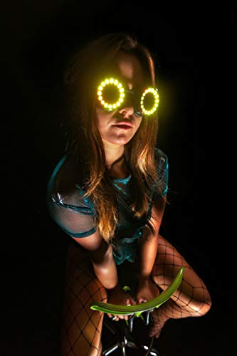 GloFX Pixel Pro Kaleidoscope Goggles [350+ Epic Modes] - Programmable Rechargeable Light Up EDM Festival Rave Party Sunglasses Glow LED Glasses
