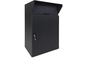 Displays2go 22" w x 36" h Heavy-Duty Outdoor Drop Box w/Locking Door and Steel Build- Black (FDHDBBF1)
