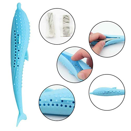 image for youeneom Cat Fish Shape Toothbrush with Catnip, Grinding Claw Toys Tee