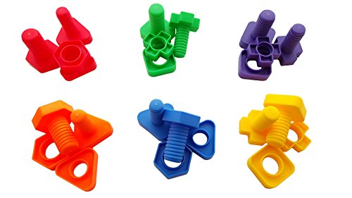 Jumbo Nuts and Bolts Set with Backpack by Skoolzy - 24 pc - Occupational Therapy - Matching Fine Motor Toy for Toddlers Preschoolers - Free Activity Download