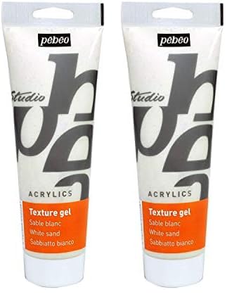 Pebeo 525032 250 ml Studio Acrylics Auxiliaries Sand Texture Gel Tube, White (Pack of 2)
