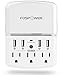 FosPower 3-Outlet Wall Mount Surge Protector with 4 USB Charging Ports (3.4A) & Phone Holder, 540 Joules Surge Suppressor, UL Listed (S3WU4J5H)