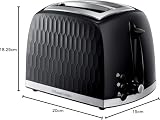 Russell Hobbs Honeycomb 2 Slice Toaster Black 850W Extra Wide Slots 6 Browning view 11