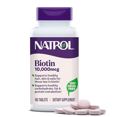 Natrol Beauty Biotin 10,000mcg Vitamins for Beauty, 100 Tablets, 100 Day Supply