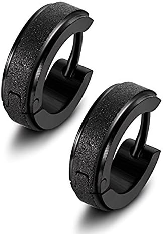Chryssa Youree Stainless Steel Womens Hoop Earrings for Men Huggie Ear Piercings Hypoallergenic 20G (ED-75) (One Pairs:Black)