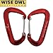 Wise Owl Outfitters Wiregate Carabiner Clip Set 12 KN Heavy Duty, Lightweight Aircraft Grade Aluminum - Great Gear for Hammock Camping - Wise Owl “WiseClips” – Red