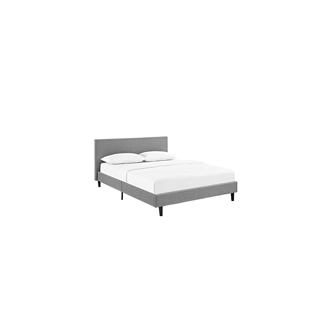 Modway Anya Upholstered Light Gray Platform Bed with Wood Slat Support