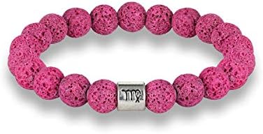 Awertaweyt Gemstone Beaded Bracelet, Fashion 12 Zodiac Signs Beads Bracelets Handmade Vintage Lava Stone Beads Elastic Bracelets Jewelry for Men Women Charm Jewelry Cancer Black