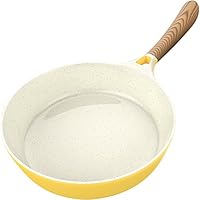 Vremi Ceramic Nonstick Frying Pan - Large 1.7 Quart Fry Pan with Bakelite Handle - for Gas Electric Induction Stovetop - Non Stick Pans for Egg Crepe Pancake - Oven Safe - PTFE and PFOA Free - Yellow