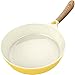 Vremi 1.7 Quart Ceramic Nonstick Ovensafe Angled Frying Pan with Bakelite Wood Tone Handle, Yellow