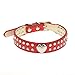 Pet Kingdom 2 Rows Rhinestone Bling Heart Studded Leather Dog Collar for Small Or Medium Pet Collar (Red, Small)