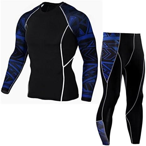 Yoga Tights set, COOL99 Winter Dry Sports Tights Pants Gym Running Athletic Pants + Shirt Suit (XX-Large, Blue)