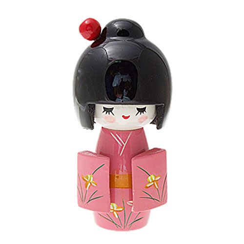 Wooden Japanese Kokeshi Cute Doll Pink Kimono