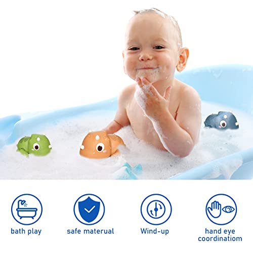 Baby Bath Toys, Floating Windup Dinosaurs Bath Toy for Toddlers 13, Swimming Pool Games Water