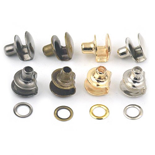 Bluemoona 10 sets - 10mm 3/8" Brass Boots Hook eyelet Buckles with one Tool Riding Hiking Shoes Camp Climbing Repair DIY Fitting With washer Gunblack