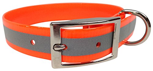 SGT KNOTS Biothane Safety Collar 1" Orange with Reflective - Will Not Absorb Water or Odors / Wipes Clean (1" x 16")