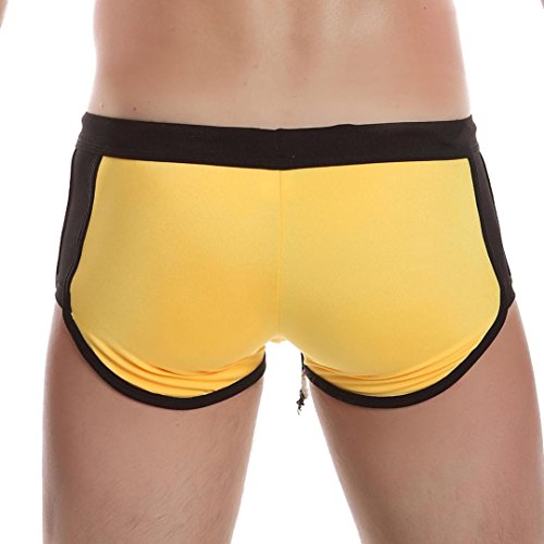 Alonea Mens Sports Running Swim Shorts Underwear Pant Boxer Brief Trunk (M, Yellow) - Thumbnail 3