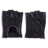 Hot Leathers Women's Fingerless Gloves (Black/Purple, Medium)