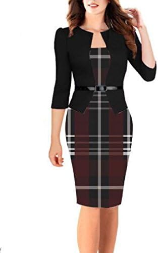 Whitive Women Floral Wear to Work Faux Twinset Pencil Party Evening Dress