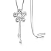 Merdia Flower Shape Created Crystal and Simulated Pearl Pendant Long Chain Sweater Necklace for Women