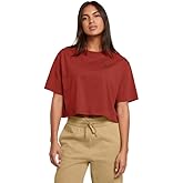 Under Armour Womens Boxy Crop Logo Short Sleeve T Shirt, (840) Earthen Orange / / Black, Medium Tall