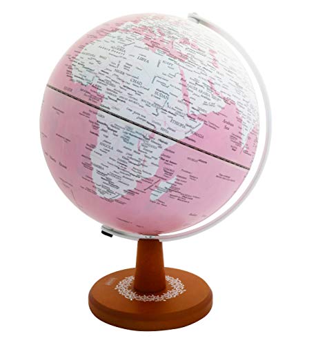Exerz 10" Globe Pink with LED Light/ 2 in 1 Globe/Day and Night Illuminated Globe, Hidden Printing of Flower Images Inside When lit on. (25cm Pink) - Thumbnail 2