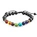 Adjustable 7 Chakra Healing Diffuser Bracelet with Real Stones and Volcanic Lava, Mala Meditation Bracelet - Men's and Women's Religious Jewelry - Wrap, Stretch, Charm Bracelets