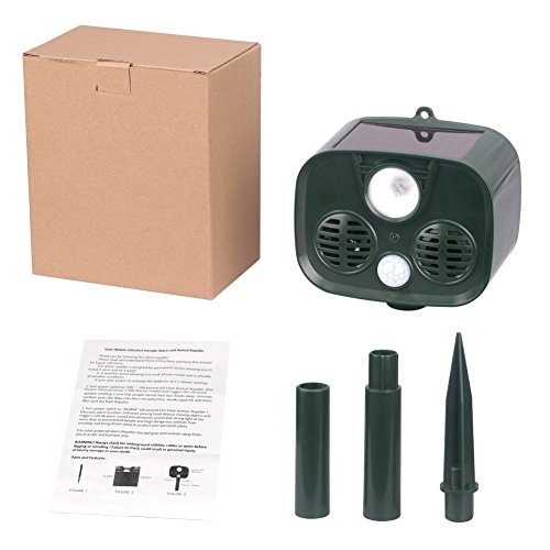 image for LUCKYDIY Solar Ultrasonic Outdoor Animal Repellent and Pest Repeller, 