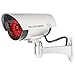 WALI Bullet Dummy Fake Surveillance Security CCTV Dome Camera Indoor Outdoor with 30 Illuminating LED Light and Security Alert Sticker Decals (S30-1), Silver