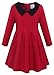 Lynlla Kids Girls Turn-Down Collar Long Sleeve Cotton Princess Pleated Dress