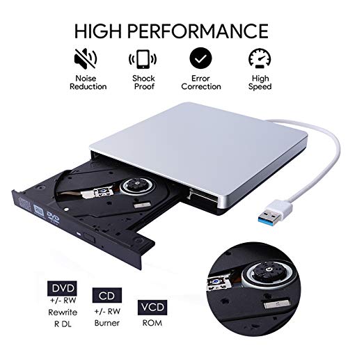 Guamar External CD DVD Drive USB3.0 USB C Superdrive External CD DVD+/- RW Burner Writer Optical Drive Compatible with Mac/MacBook Pro/Air/iMac/Laptop/Windows10