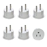 Orei American USA to European Schuko Germany Plug Adapters CE Certified Heavy Duty - 6 Pack - Perfect for Travelling with Cell Phones, Laptops, Cameras & More