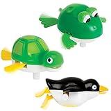 Bits and Pieces - Wind-Up Backstroke Swimmers - Frog, Turtle and Penguin Bathtub or Pool Toys