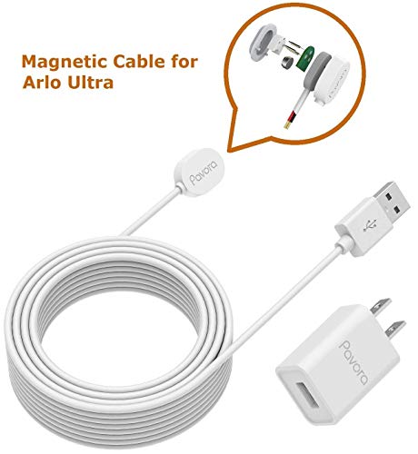25ft/7.6M Arlo Ultra / Arlo Pro 3 Power Cable and Adapter, Magnetic Charging Cable for Arlo Ultra, Weatherproof Outdoor or Indoor cable Compatible Arlo Ultra and Arlo Pro 3,