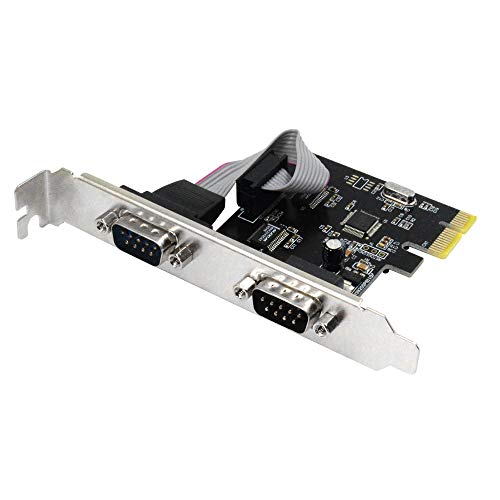 2 Port PCIe Serial Expansion Card, PCI Express 1.0 x 1 to Industrial DB9 COM RS232 Converter Adapter Controller for Desktop PC (Will Also Work on PCI-E x4, x8, x16 Slot)