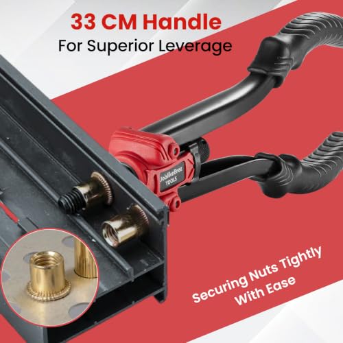 Professional Threaded Insert Pliers 33 cm – Kit with 200 Crimp Nuts in Box in Heavy Duty Case, 6 M3-M10 Chucks, Quick Change, Ideal for Metal and DIY