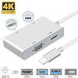 USB C to HDMI 4K Adapter, Weton USB 3.1 Type C to HDMI VGA DVI USB 3.0 Multi Monitors Hub Adapter Cable (Thunderbolt 3 Compatible) Compatible with MacBook/MacBook Pro/Chromebook Pixel