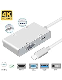 USB C to HDMI 4K Adapter, Weton USB 3.1 Type C to HDMI VGA DVI USB 3.0 Multi Monitors Hub Adapter Cable (Thunderbolt 3 Compatible) Compatible with MacBook MacBook Pro Chromebook Pixel