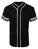 LE3NO Mens Varsity Short Sleeve Button Down Baseball Jersey with Design Print