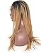 BLUPLE Ombre 27# Micro Braided 1b Synthetic Lace Front Wigs Fully Hand Tied Heat Resistant Hair Braiding Styles Fiber Hand Braided Wig for Black Women (18 inches, Micro Braided,T1B/27)