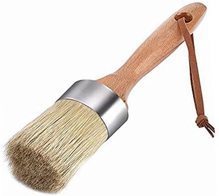 Meiyoo2 Chalk Paint and Wax Brush Natural Boar Bristles Oval Professional Paint Furniture Round &amp; Wax Brush- DIY Furniture Wax Or Stenciling Brush