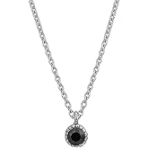 Vanbelle Sterling Silver Jewelry - Rhodium Plated with 925 Stamp - Tiny Round Pendant Necklace with Cubic Zirconia stone - Elegant Handcrafted Necklace for Women - 16" Long + 2" Extender