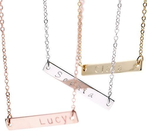 Petite BoutiquePersonalized gift Your name bar necklace Absolute rate Dainty Bar Plate Delicate Charms Necklace Anniversary Wedding Custom Gift Best Graduation Day gift
