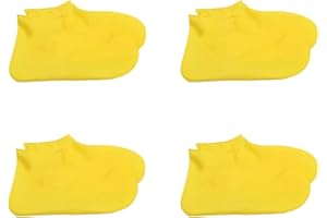 Faxhidjj 4 Pack Yellow Rain Shoe Covers,Protectors for Climb Snow Rain and Mud (M+L)